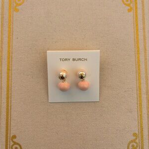 Tory Burch Blush Pink and Silver Stud Earrings